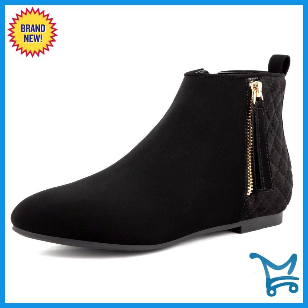Women's Ankle Boots Flat Low Heel Zipper Chelsea Booties Winter Fall Fashion